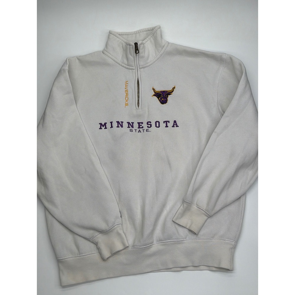 Jansport Minnesota State Mavericks Quarter Zip Sweatshirt Mens Large Off White